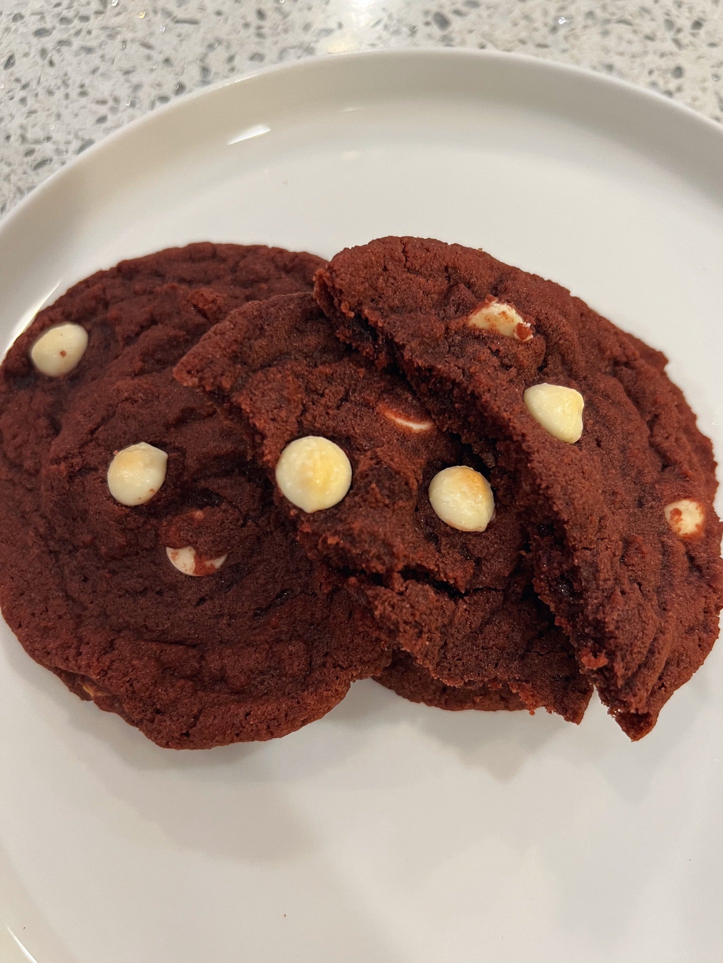 Red Velvet White Chocolate Chip Cookies