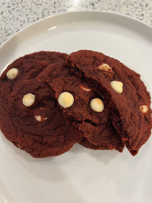 Red Velvet White Chocolate Chip Cookies